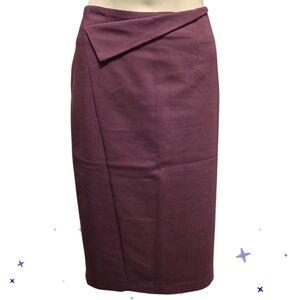 7TH AVENUE Midi Length Pencil Skirt Diagonal Seaming Deep Maroon Burgundy Size 4